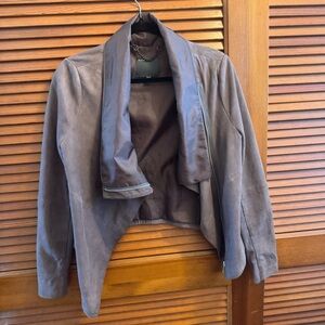 Muubaa Grey Suede Jacket with Drape Collar